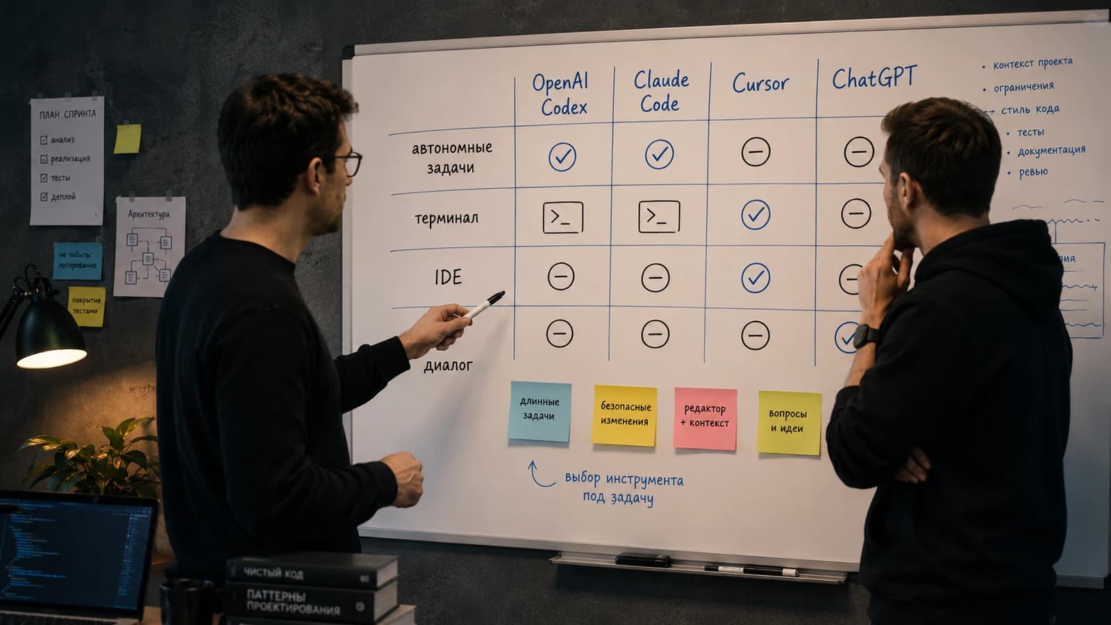 Сравнение OpenAI Codex, Claude Code, Cursor и ChatGPT для работы с проектом