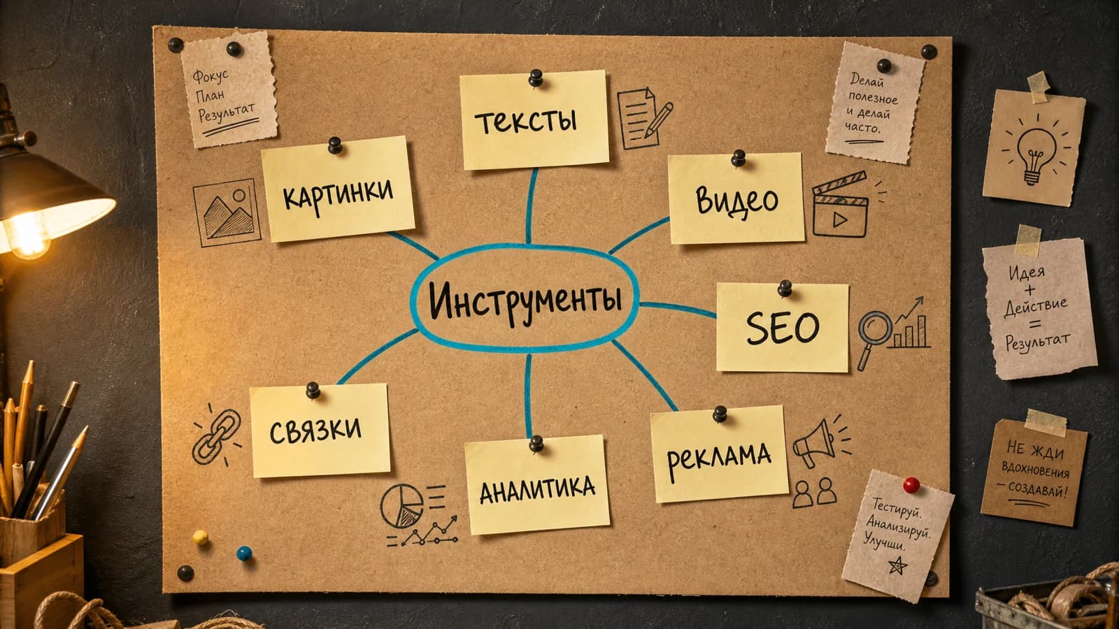 Стек ИИ-инструментов для маркетинга по задачам: тексты, картинки, видео, SEO, реклама, аналитика и связки