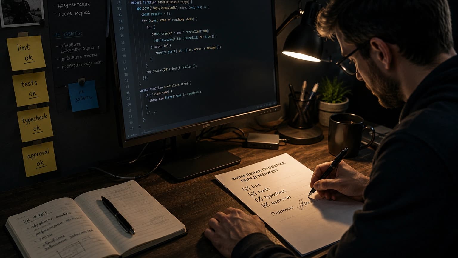 Чеклист проверки Claude Code: lint, tests, typecheck и approval перед изменениями