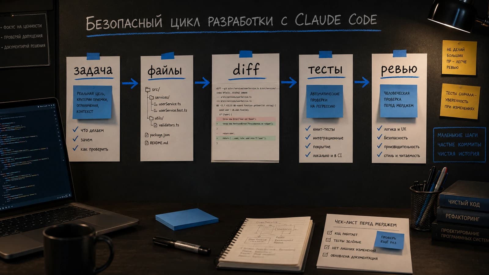Схема установки Claude Code: Node.js, npm install, авторизация и первый проект