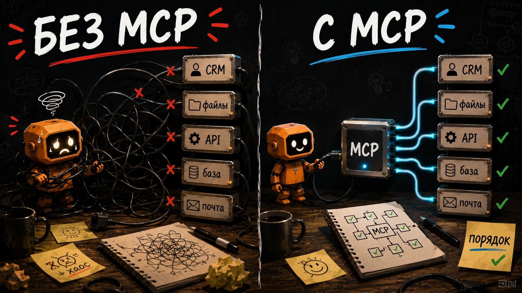 Разница между ручными интеграциями и MCP