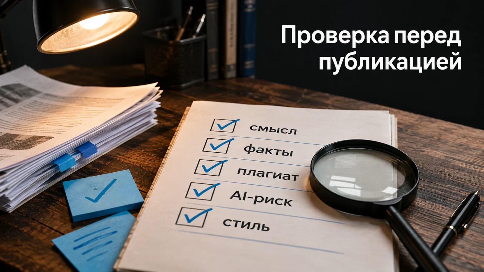 Чеклист проверки рерайта перед публикацией: смысл, факты, плагиат, AI-риск и стиль
