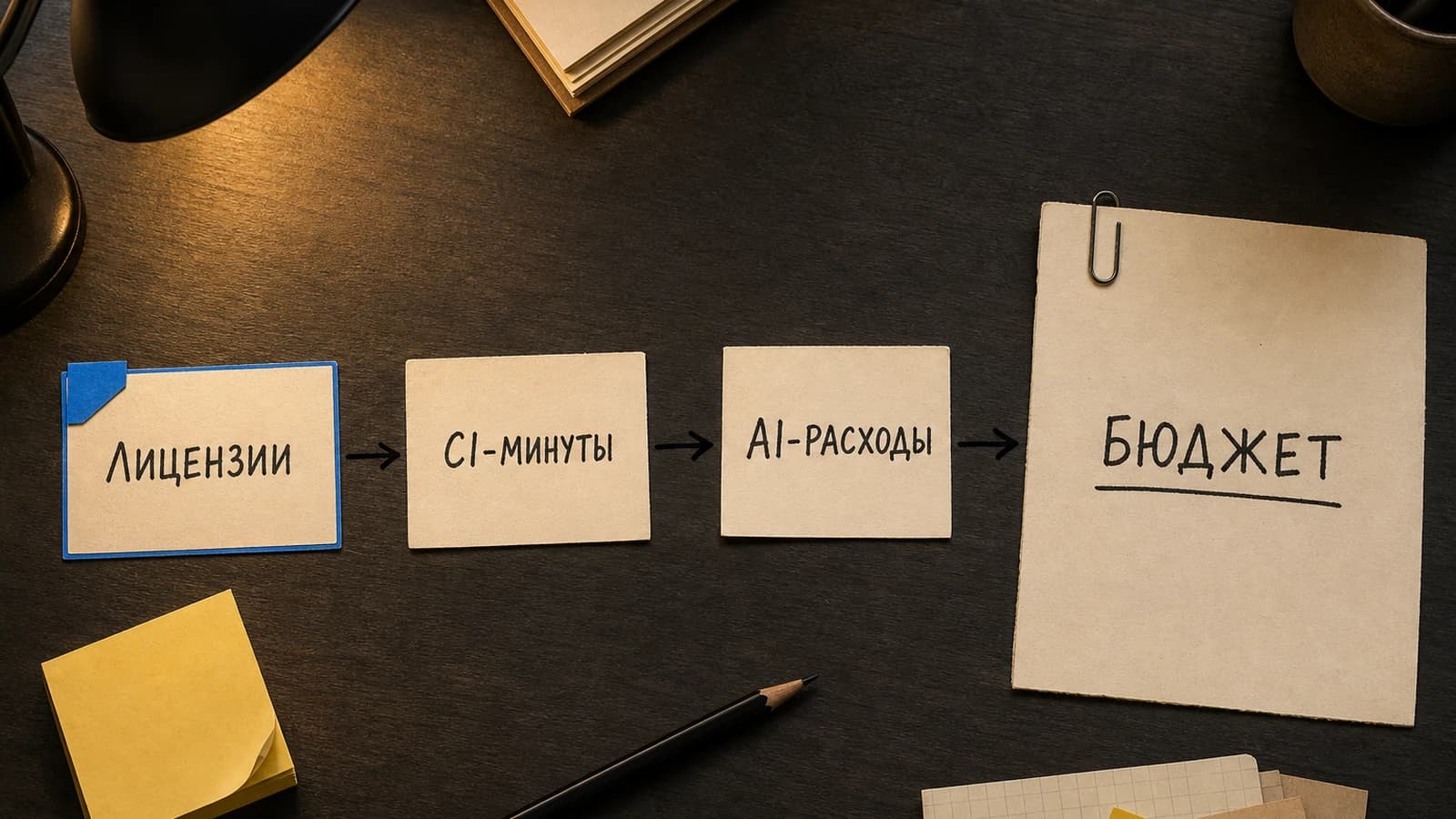 Бумажная схема проверки будущих расходов GitHub Code Quality до включения продукта в организации